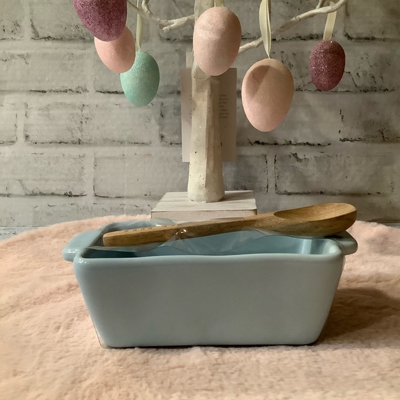 Rae Dunn Ceramic Easter Hip Hop Mini Loaf Pan & Wooden Spoon - Picture 6 of 6